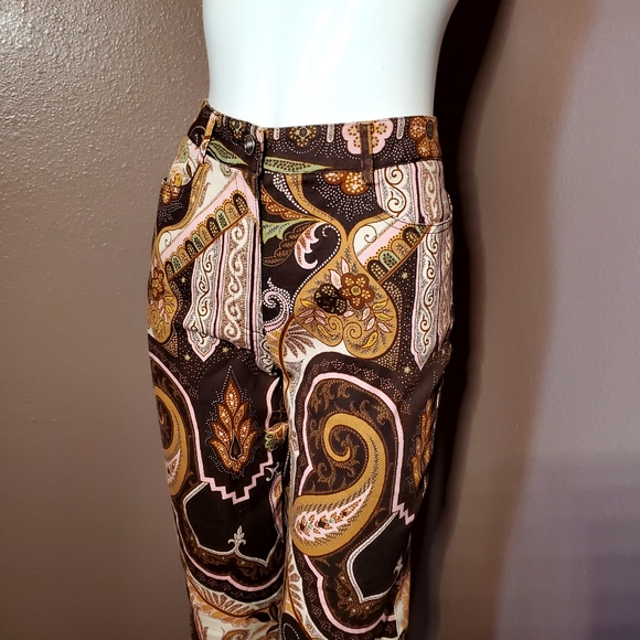 ETCETERA brown paisley jeans size 4 - Picture 2 of 6